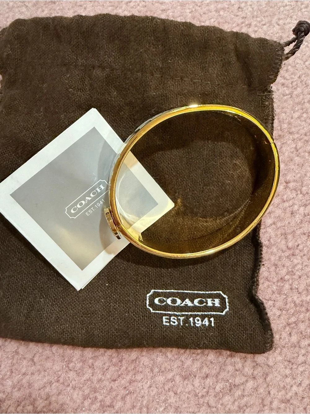 Coach Gold Tone Hinged Bangle Bracelet